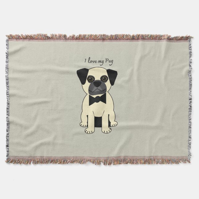 I Love My Pug Throw Blanket (Front)
