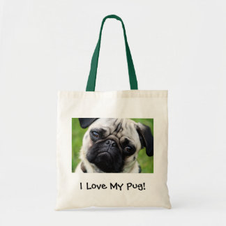 I love my pug! tote bag