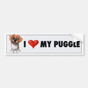 I Love My Puggle Bumper Sticker