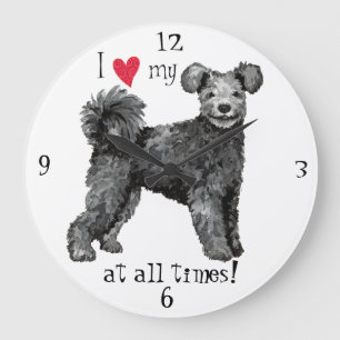 I Love my Pumi Large Clock