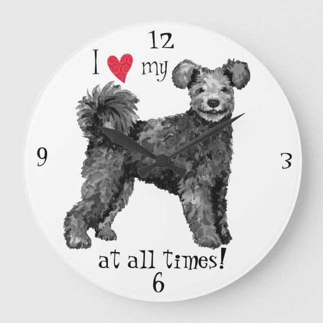 I Love my Pumi Large Clock (Front)