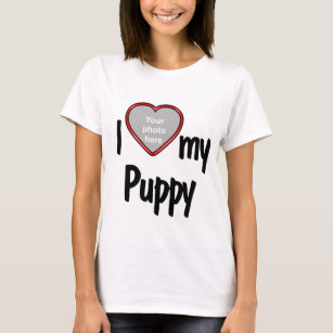 I Love My Puppy Cute Red Heart Dog Owner's  T-Shirt
