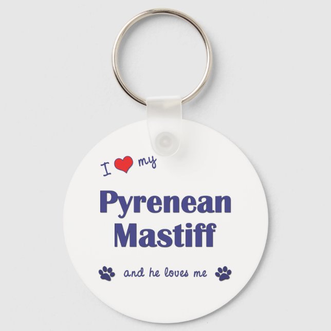 I Love My Pyrenean Mastiff (Male Dog) Key Ring (Front)