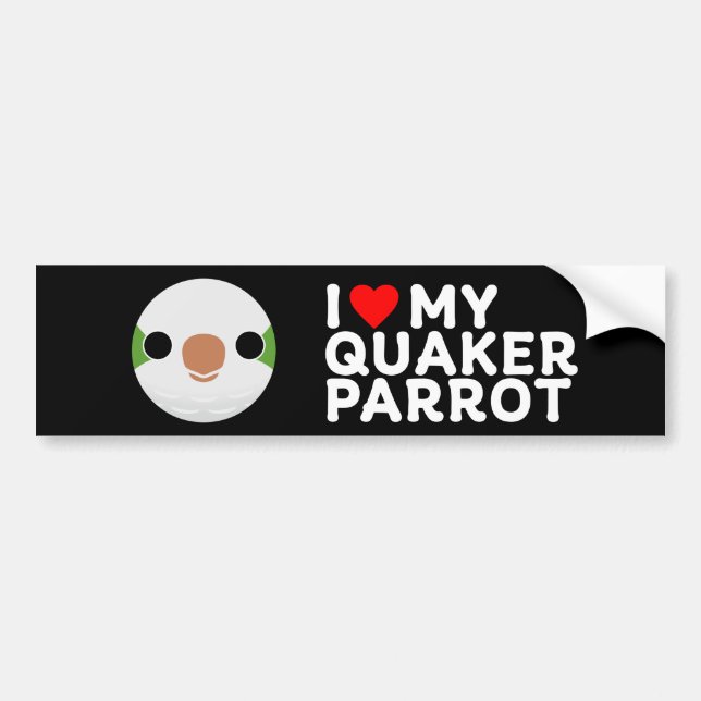 I LOVE MY QUAKER PARROT – normal Bumper Sticker (Front)