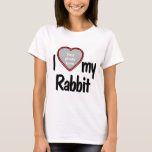 I Love My Rabbit - Cute Red Heart Shaped Photo T-Shirt<br><div class="desc">This fun t-shirt will let you show how much you love your Rabbit! The shirt features a fun heart shaped photo drop-in frame where you can upload a photo of your own Rabbit. Animal lovers will fall in love with this fun customisable t-shirt that allows you to upload your own...</div>