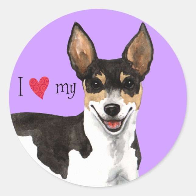 I Love my Rat Terrier Classic Round Sticker (Front)