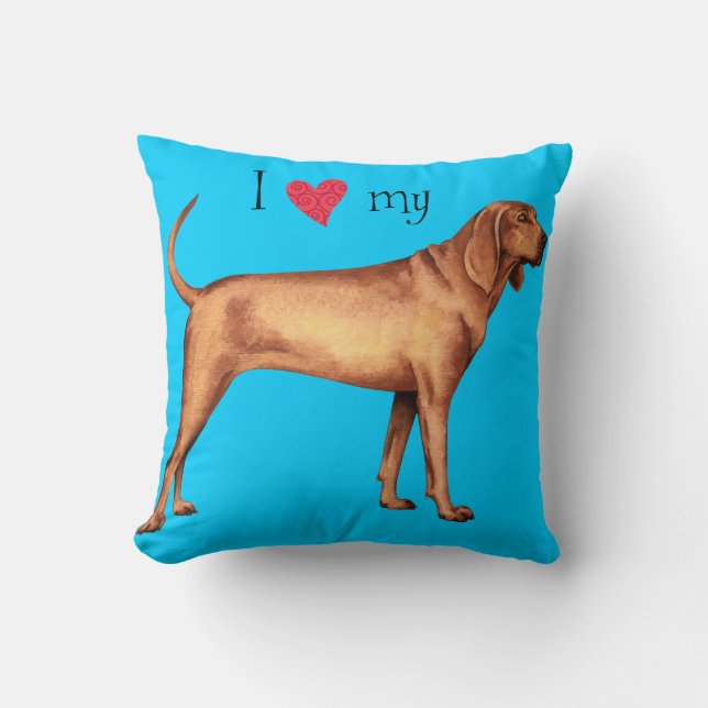 I Love my Redbone Coonhound Cushion (Front)
