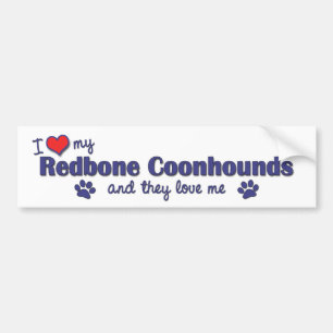 I Love My Redbone Coonhounds (Multiple Dogs) Bumper Sticker