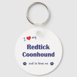 I Love My Redtick Coonhound (Male Dog) Key Ring