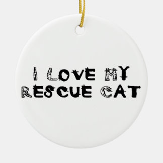 I Love My Rescue Cat Ceramic Ornament