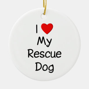 I Love My Rescue Dog Ceramic Tree Decoration