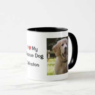 I Love my Rescue Dog   name and photo  Coffee Mug