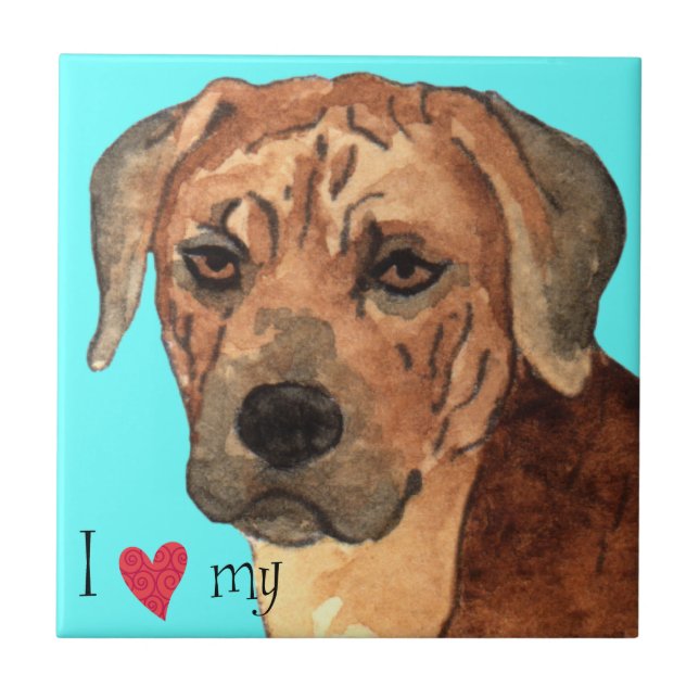 I Love my Rhodesian Ridgeback Tile (Front)