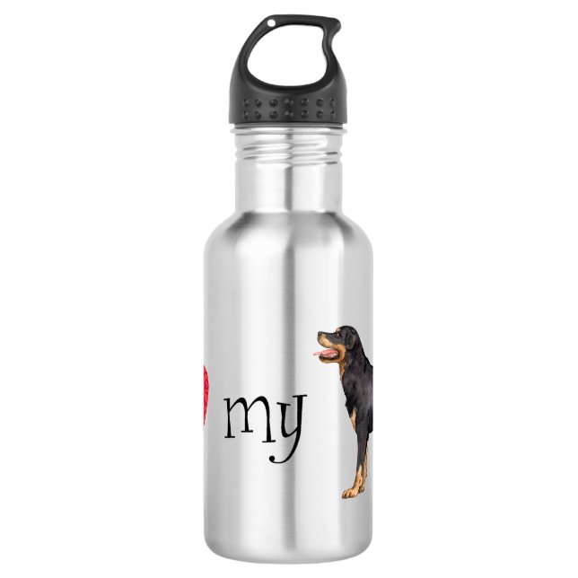 I Love my Rottweiler 532 Ml Water Bottle (Front)