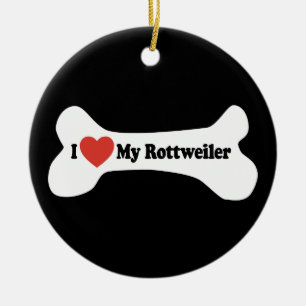 I Love My Rottweiler - Dog Bone Ceramic Ornament