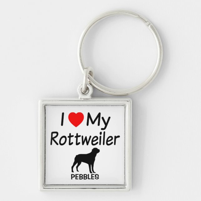 I Love My Rottweiler Dog Key Ring (Front)