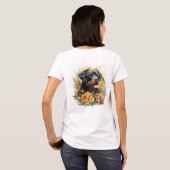 I Love My Rottweiler Floral Dog Portrait T-Shirt (Back Full)
