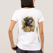 I Love My Rottweiler Floral Dog Portrait T-Shirt (Back)