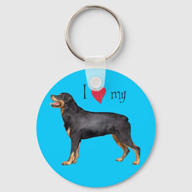 I Love my Rottweiler Key Ring (Front)