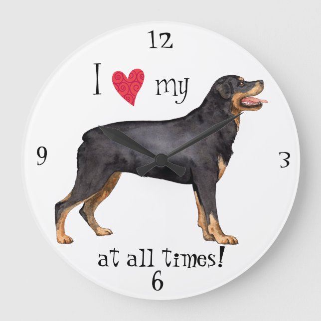 I Love my Rottweiler Large Clock (Front)