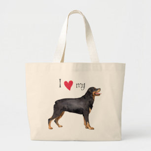 I Love my Rottweiler Large Tote Bag