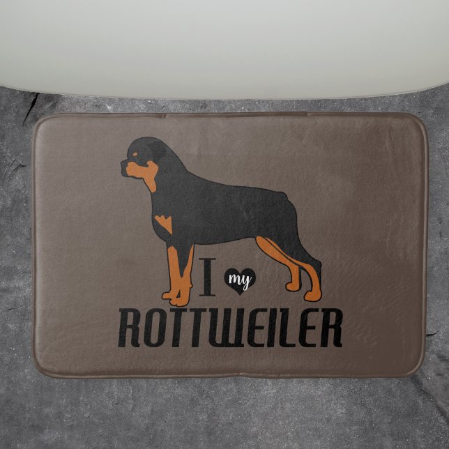 I Love my Rottweiler Rottie Dog Bath Mat (I love my Rottweiler Dog Bathmat)