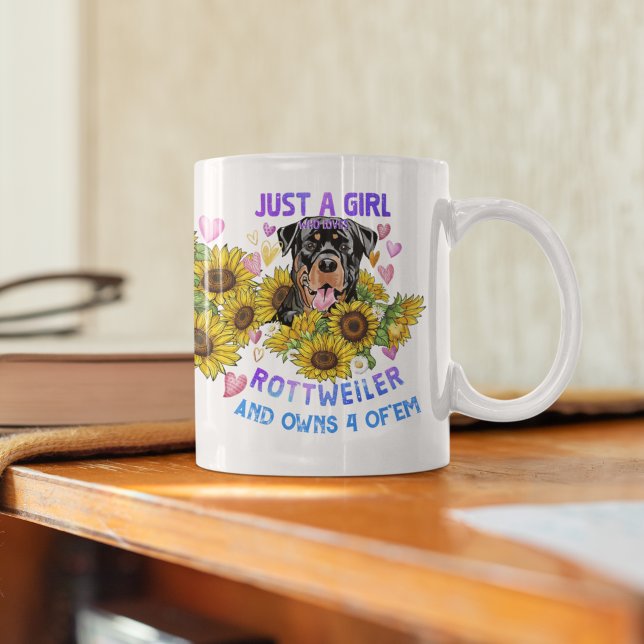 I Love My Rottweilers Dog Pet Glowing Heart Coffee Mug (Creator Uploaded)