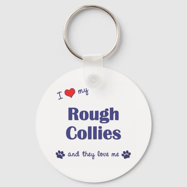 I Love My Rough Collies (Multiple Dogs) Key Ring (Front)
