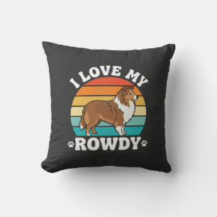 I Love My Rowdy Sheltie Retro Dog Cushion