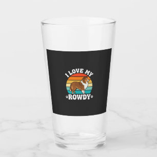 I Love My Rowdy Sheltie Retro Dog Glass