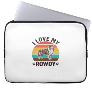 I Love My Rowdy Vintage Collie Dog Design_1 Laptop Sleeve