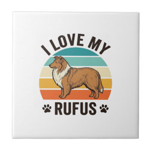 I Love My Rufus Vintage Dog Design_1 Ceramic Tile