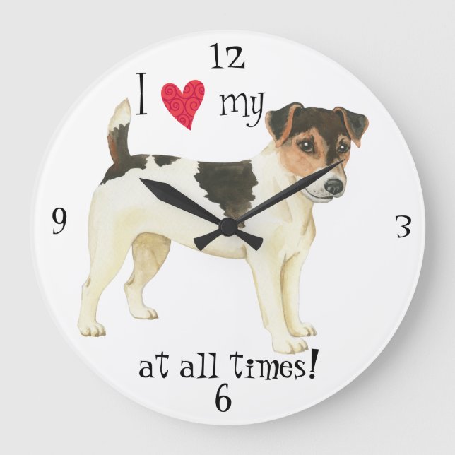 I Love my Russell Terrier Large Clock (Front)