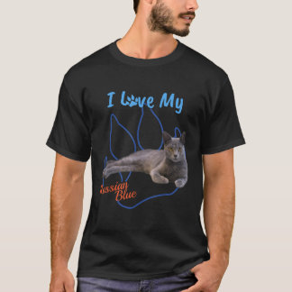 I Love My Russian Blue Best Cat Lover Paw Print  T-Shirt