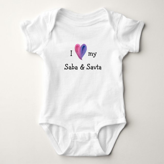 I Love My Saba and Savta Baby Bodysuit (Front)