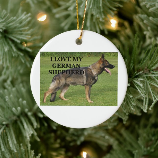 I love my sable german shepherd ceramic ornament (Tree)