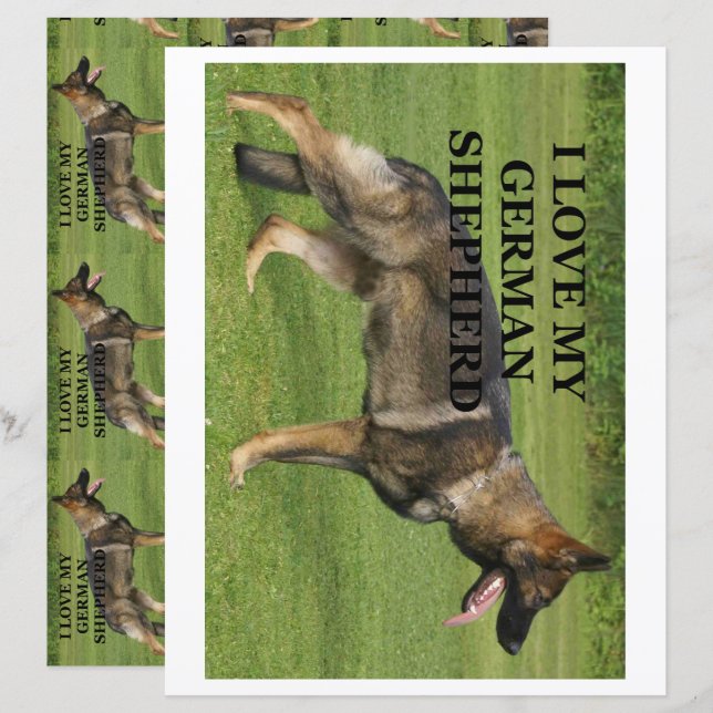 I love my sable german shepherd scrapbook paper (Front/Back)