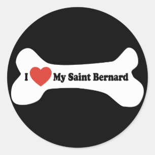 I Love My Saint Bernard - Dog Bone Classic Round Sticker