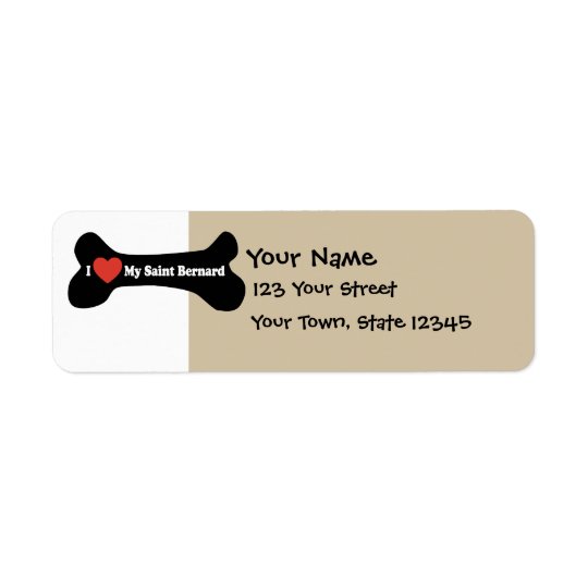 I Love My Saint Bernard - Dog Bone Return Address Label