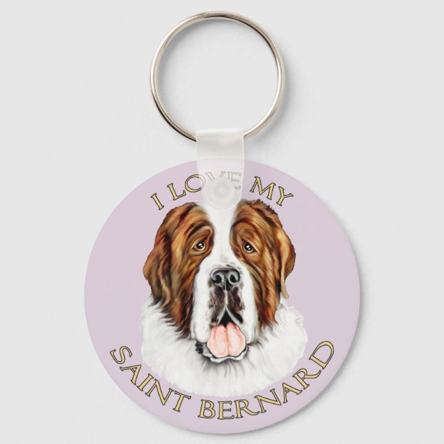I Love my Saint Bernard Key Ring (Front)