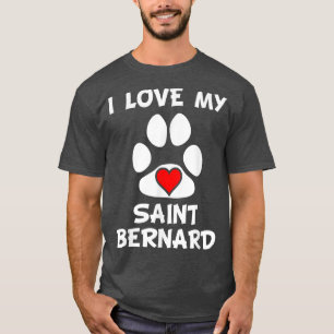 I Love My Saint Bernard Paw Print Heart Dog Owner  T-Shirt