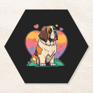 I Love My Saint St Bernard Dog Paper Coaster