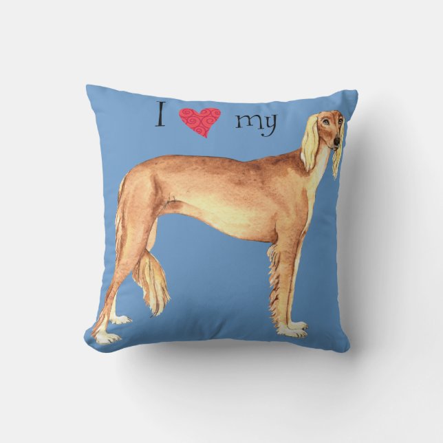 I Love my Saluki Cushion (Front)