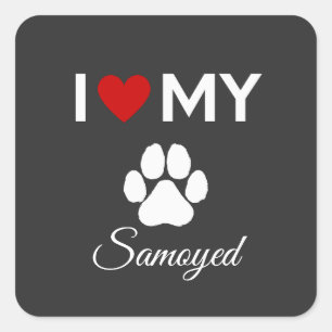 I love my Samoyed dog custom text Square Sticker