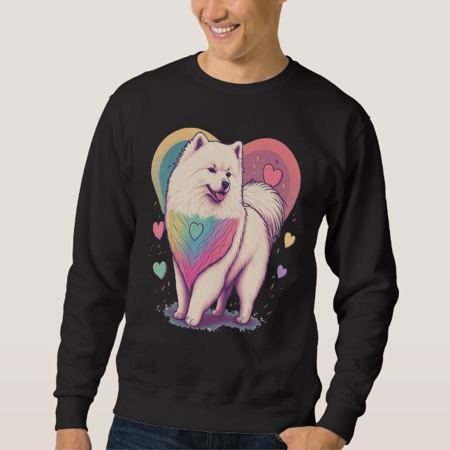 I Love My Samoyed Dog Valentines Day Heart Artwork Sweatshirt (Front)