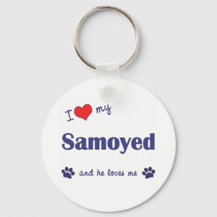 I Love My Samoyed (Male Dog) Key Ring