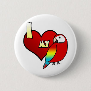 I Love my Scarlet Macaw Button