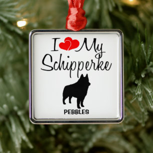 I Love My Schipperke Dog Metal Ornament