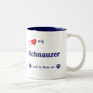 I Love My Schnauzer (Male Dog) Two-Tone Coffee Mug