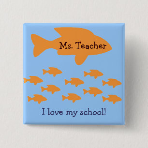 I Love My School Personalised Teacher Name Tag 15 Cm Square Badge